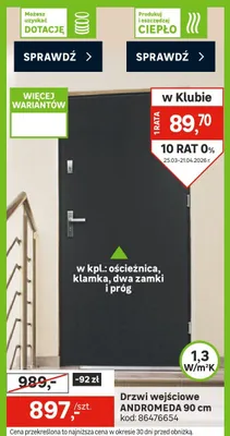 Drzwi wejściowe ANDROMEDA 90 cm promocja w Leroy Merlin