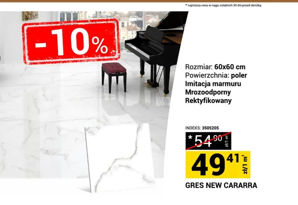 Gres New Cararra promocja w Merkury Market