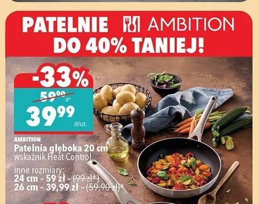 Patelnia głęboka Ambition 24 cm promocja w Biedronka