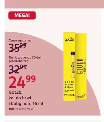 Żel do brwi i baby hair Got2b Glued promocja w Rossmann