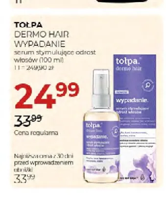 Serum stymulujące odrost włosów Dermo Hair Wypadanie Tołpa promocja w Drogerie Jawa