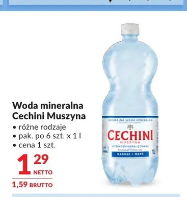 Woda mineralna Cechini Muszyna promocja w Makro