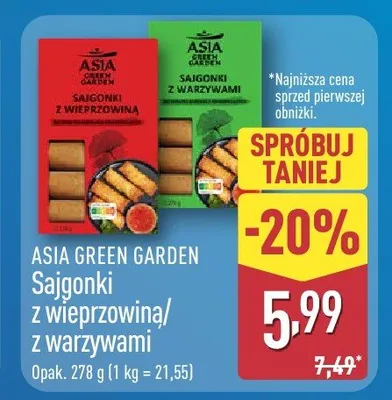 Sajgonki z wieprzowiną/z warzywami Asia Green Garden promocja w Aldi