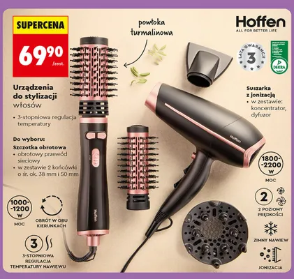 Szczotka obrotowa do włosów Hoffen promocja w Biedronka
