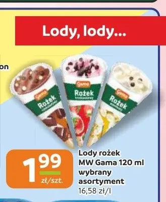 Lody rożek MW Gama promocja w Gama