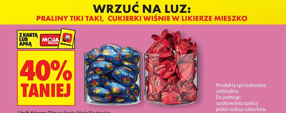 Cukierki Wiśnie w likierze  promocja w Biedronka