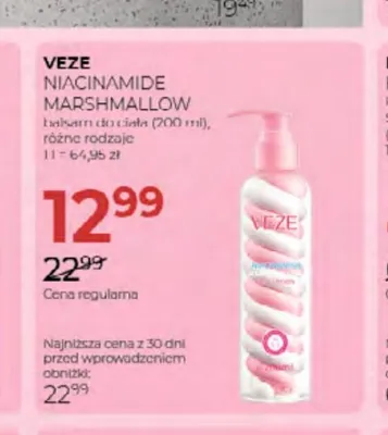 Balsam do ciała Niacinamide Marshmallow Veze promocja w Drogerie Jawa
