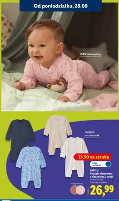 Pajacyki niemowlęce z biobawełny 2-pak Lupilu promocja w Lidl