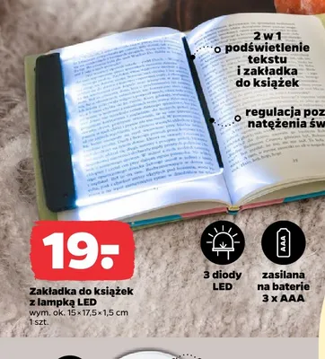 Zakładka do książek z lampką LED promocja w Netto