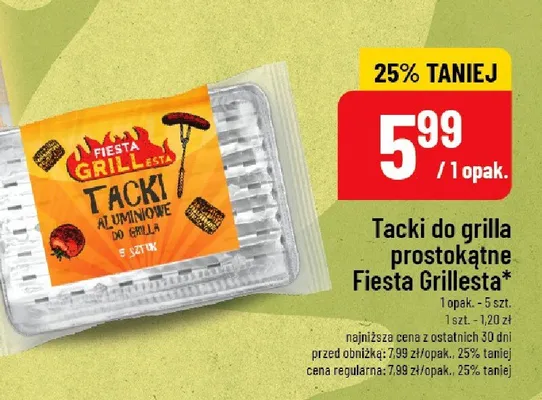 Tacki do grilla prostokątne Fiesta Grillesta 5szt. promocja w POLOmarket