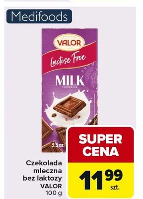 Czekolada mleczna bez laktozy Valor promocja w Carrefour Market