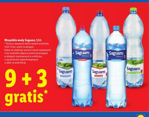 Woda średnio gazowana Saguaro 1,5 l promocja w Lidl