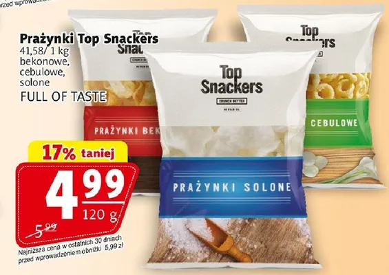 Prażynki solone Top Snackers promocja w Prim Market