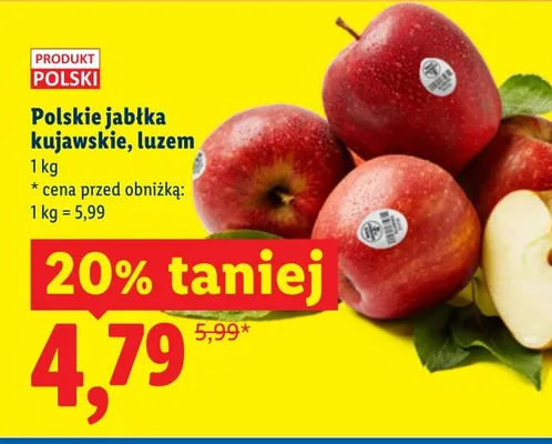 Jabłka kujawskie polskie luzem promocja w Lidl