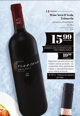 Wino Nero D'Avola Trinacria czerwone półwytrawne promocja w POLOmarket