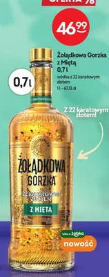 Wódka smakowa Żołądkowa Gorzka z Miętą z 22-karatowym złotem promocja w Żabka