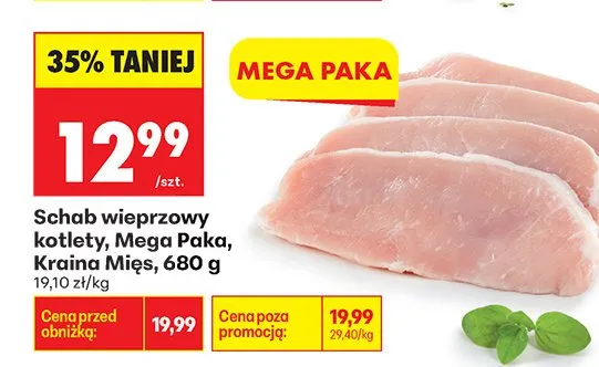 Schab wieprzowy kotlety, Mega Paka, 680 g promocja w Biedronka