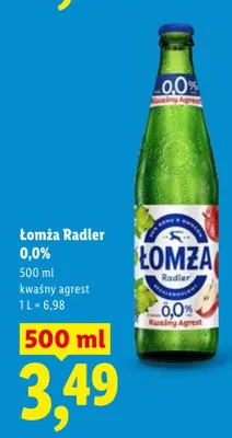 Piwo łomża radler 0,0% kwaśny agrest promocja w Lidl