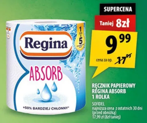 Ręcznik papierowy Regina Absorb 1 rolka promocja w Arhelan