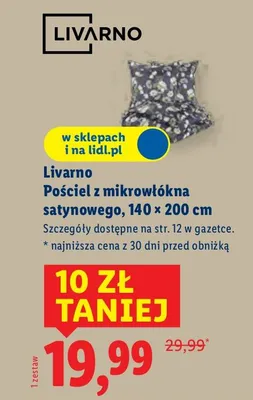 Pościel z mikrowłókna satynowego 140x200 cm promocja w Lidl