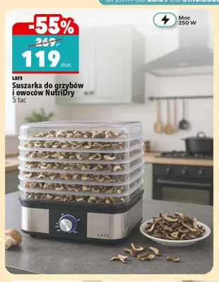 Suszarka do grzybów i owoców NutriDry 5 tac Lafe promocja w Biedronka