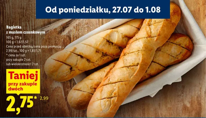 Bagietka z masłem czosnkowym promocja w Lidl