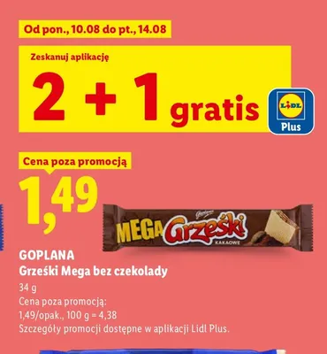Wafel Grześki Mega bez czekolady kakaowe promocja w Lidl