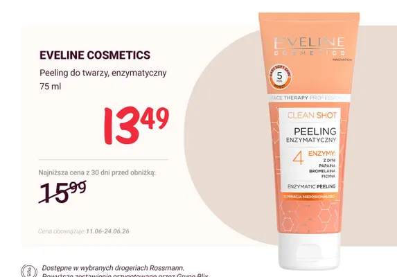 Peeling do twarzy enzymatyczny Eveline Cosmetics promocja w Rossmann