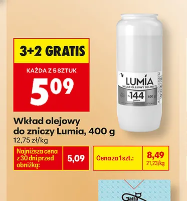 Wkład olejowy do zniczy Lumia promocja w Biedronka
