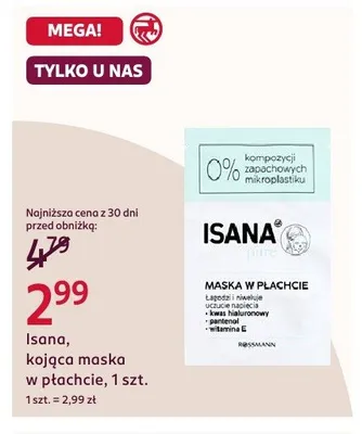 Kojąca maska w płachcie Isana promocja w Rossmann