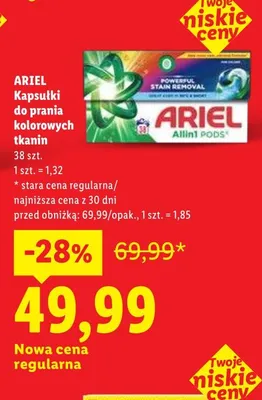 Kapsułki do prania kolorowych tkanin ARIEL Allin1 Pods promocja w Lidl
