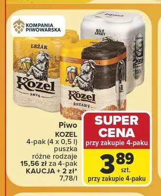 Piwo Kozel Ležák 4-pak promocja w Carrefour