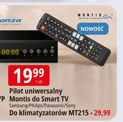 Pilot uniwersalny do Smart Tv Montis promocja w Leclerc
