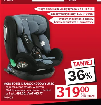 Fotelik samochodowy MoMi Urso promocja w Selgros