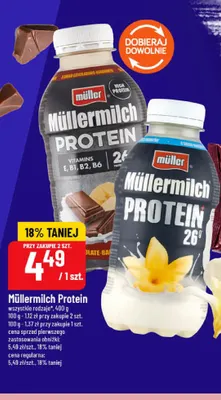 Napój mleczny Müllermilch Protein o smaku czekoladowo-bananowym promocja w POLOmarket