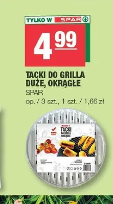 Tacki do grilla duże okrągłe Spar promocja w SPAR