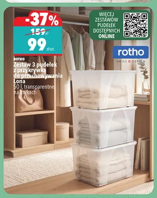 Zestaw 3 pudełek z przykrywką do przechowywania Rotho Lona promocja w Biedronka