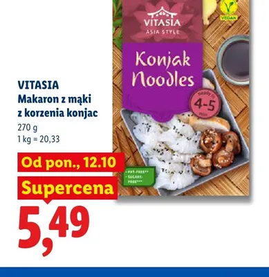 Makaron z mąki z korzenia konjac Vitasia promocja w Lidl