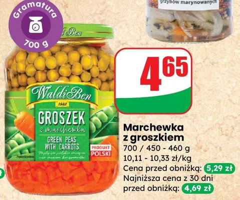 Marchewka z groszkiem promocja w Dino