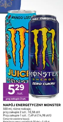 Napój energetyczny Monster Zero Cukru promocja w Stokrotka