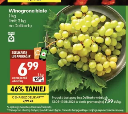 Winogrona białe promocja w Delikatesy Centrum