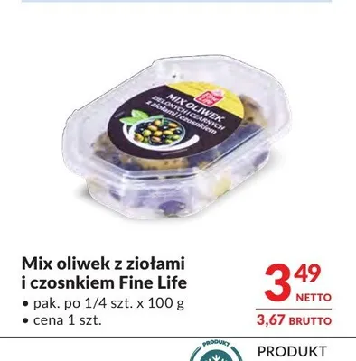 Mix oliwek z ziołami i czosnkiem Fine Life promocja w Makro