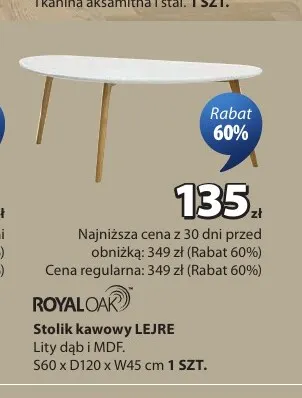 Stolik kawowy Lejre Royal Oak promocja w Jysk