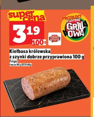 Kiełbasa królewska z szynki dobrze przyprawiona Pekpol promocja w TOPAZ