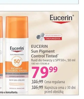 Fluid do twarzy z SPF50+ Sun Pigment Control Tinted Eucerin promocja w Hebe
