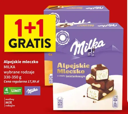 Alpejskie mleczko wybrane rodzaje promocja w Intermarche