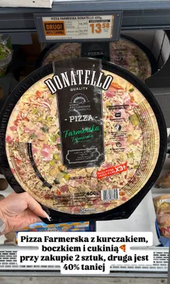 Pizza Farmerska Donatello z kurczakiem, boczkiem i cukinią promocja w Biedronka