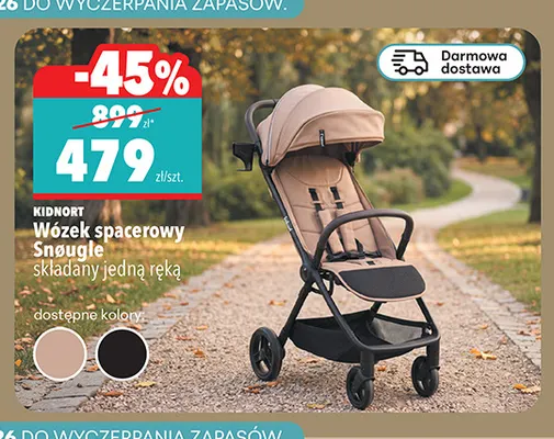 Wózek spacerowy Snøugle składany jedną ręką Kidnort promocja w Biedronka
