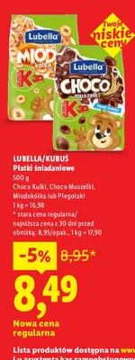 Płatki śniadaniowe Choco Kulki, Choco Muszelki, Miodokółka lub Piegołaki promocja w Lidl