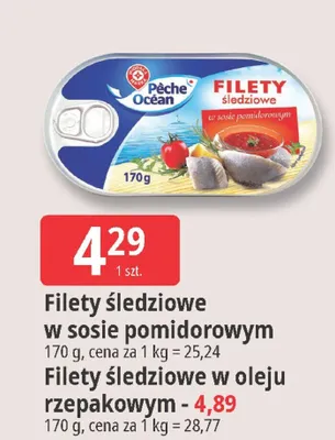 Filety śledziowe w sosie pomidorowym promocja w Leclerc